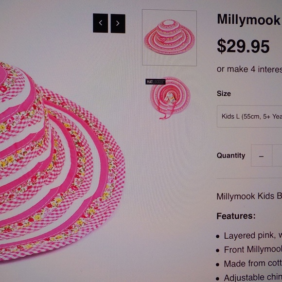 Millymook Pink Fabric Kids Floppy Hat - Picture 3 of 8